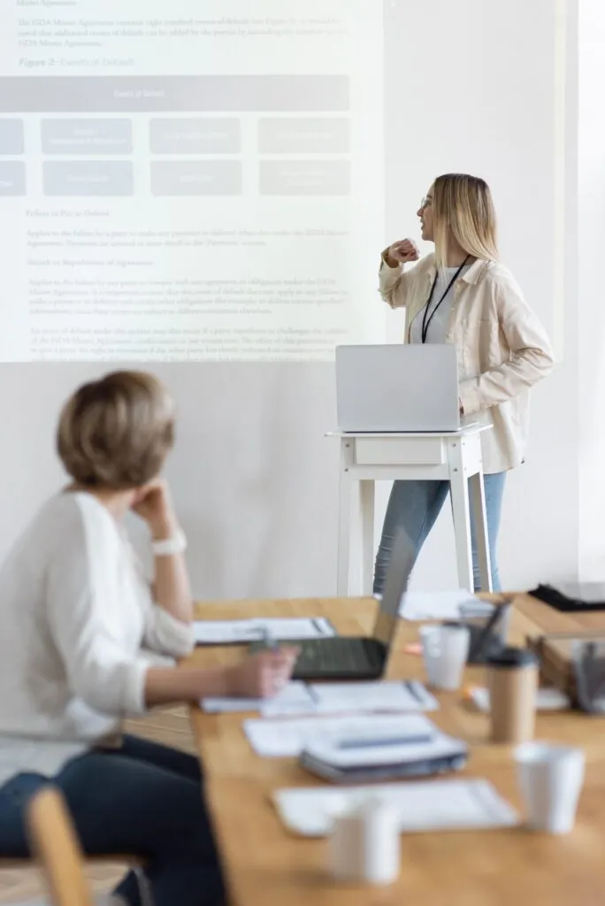 Account managers reviewing a key account plan together